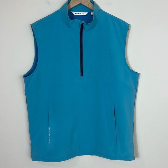 Peter Millar Blue Performance Golf Vest Wind Jacket Pockets Size Men's Medium